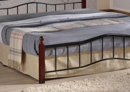 Esen Double Wooden Steel Bed – Cherry Brown Star Home Furniture