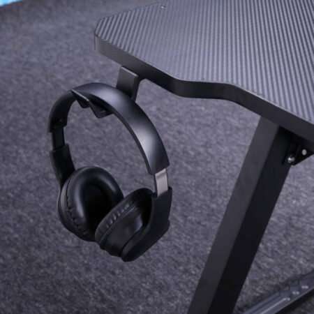 Trenton Gaming Desk Embedded Carbon Fiber RGB D-Shaped Black – 120cm Star Home Furniture