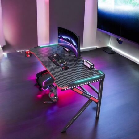 Whitaker Gaming Desk RGB K-Shaped Black – 120cm Star Home Furniture