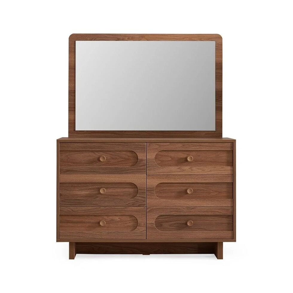 Yochana Dresser with Mirror - Natural Walnut Star Home Furniture