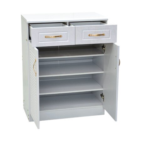 2-Door Shoe Cabinet & Racks 70cm – White - Star Home Furniture