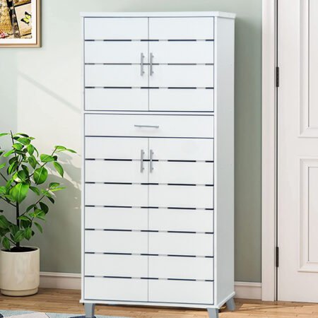 4-Door Shoe Cabinet & Racks – Super White - Star Home Furniture