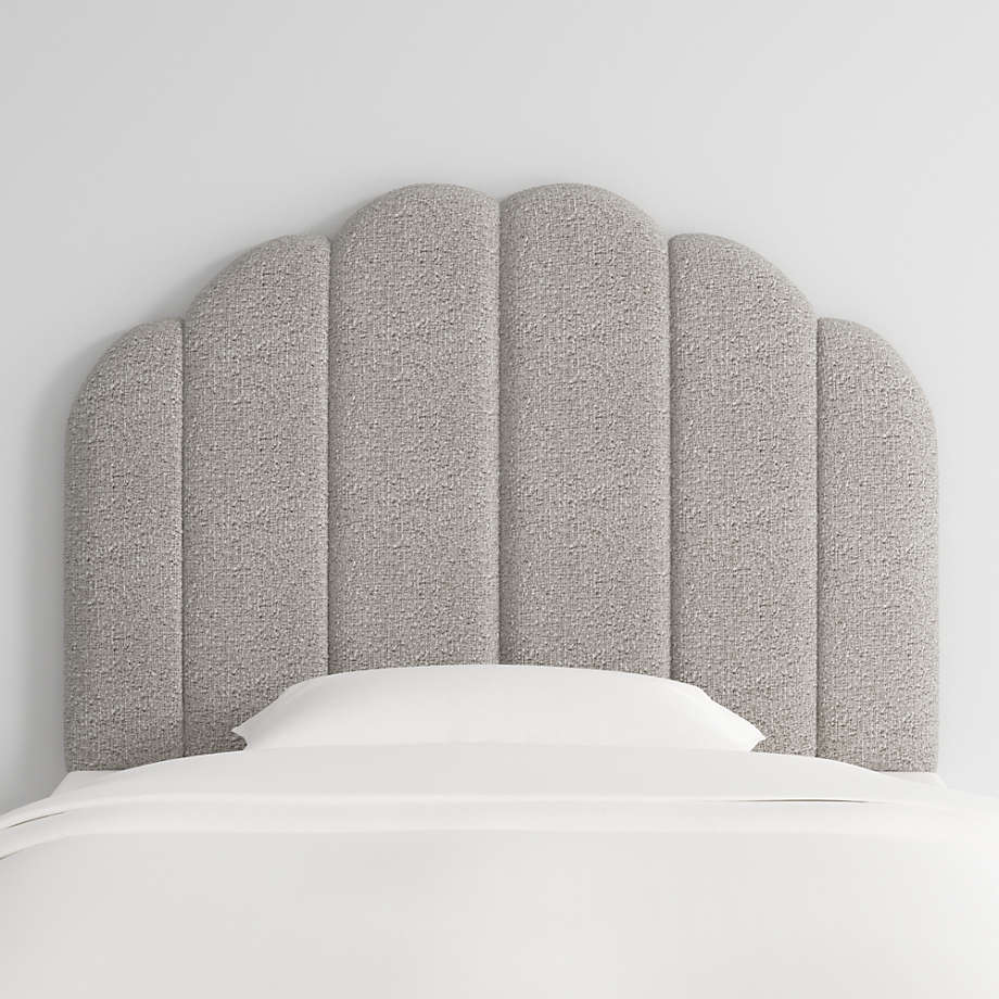 Scallop Channel Wall-Mounted Headboard Boucle Twin Bed - White - Star Home Furniture
