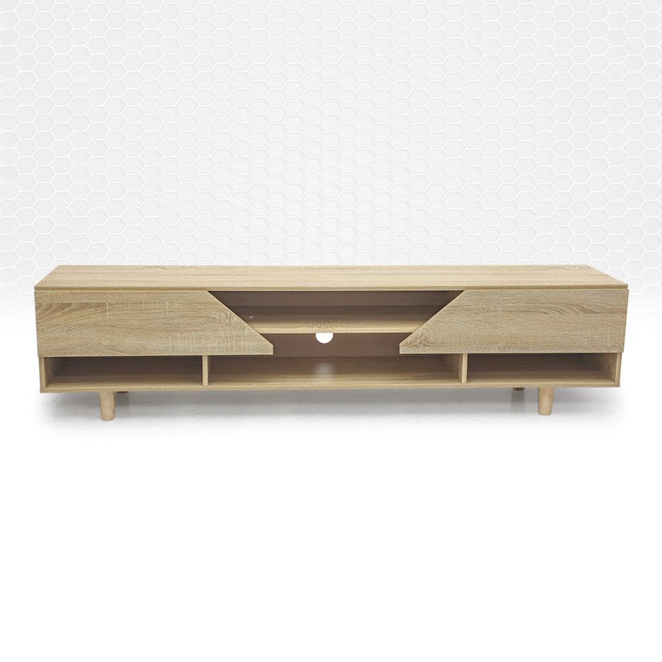 TV Unit 2-Door Wooden Cabinet Up to 180cm – Teak - Star Home Furniture