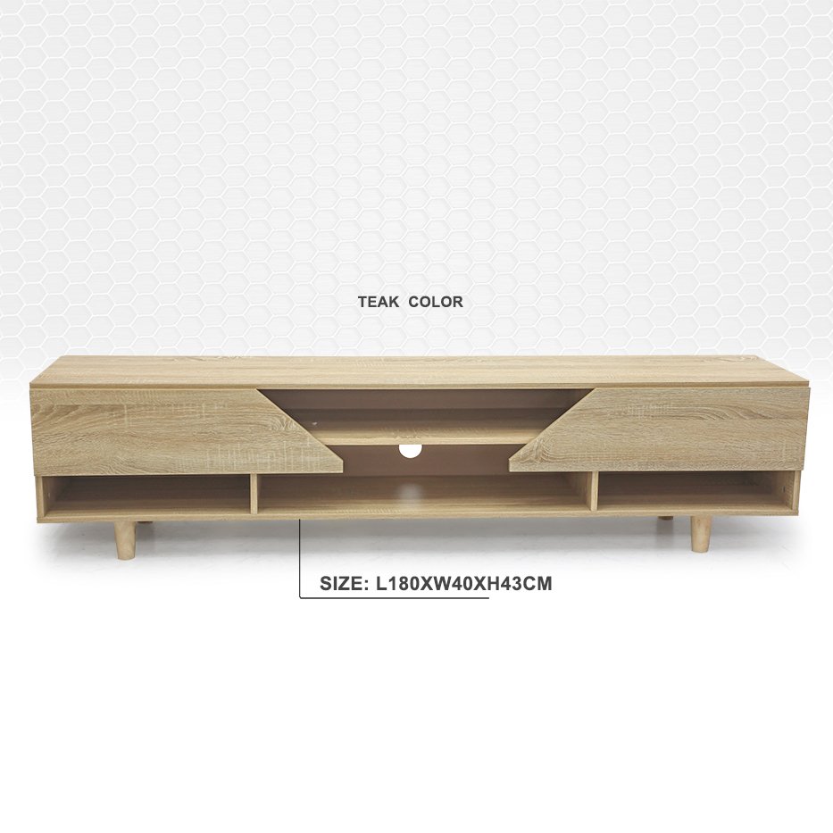 TV Unit 2-Door Wooden Cabinet Up to 180cm – Teak - Star Home Furniture