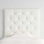 Tufted Wall-Mounted Headboard Linen Twin Bed - White