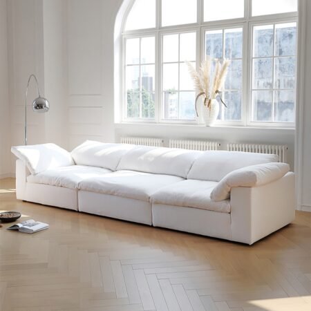 Andorra 3-Seater Cloud Couch L-Shape Sofa Polyester – White - Star Home Furniture