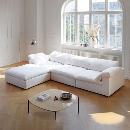 Andorra 3-Seater Cloud Couch L-Shape Sofa Polyester – White - Star Home Furniture