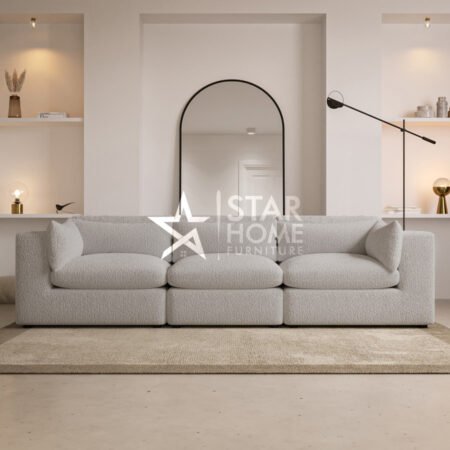 Hudson 4-Seater Large Boucle Sofa - Beige - Star Home Furniture