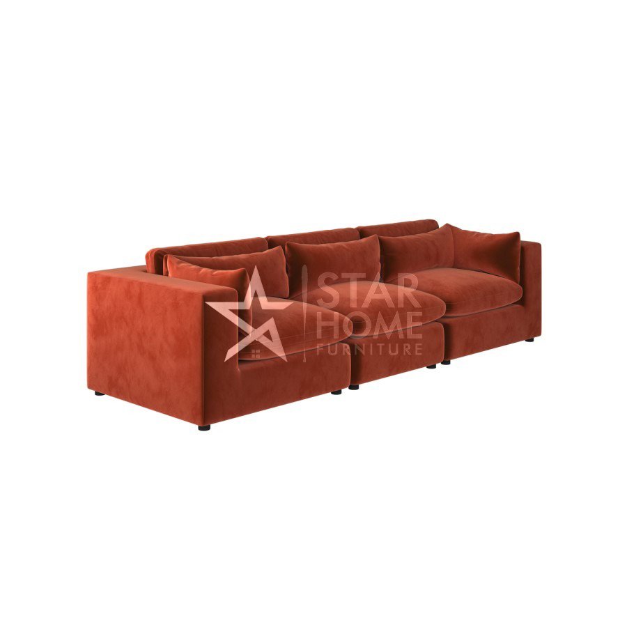 Hudson 4-Seater Large Velvet Sofa - Burnt Orange - Star Home Furniture