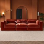 Hudson 4-Seater Large Velvet Sofa - Burnt Orange