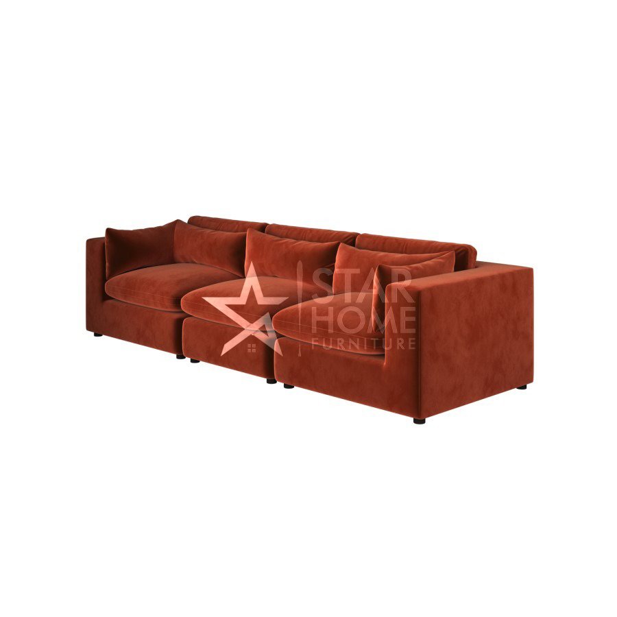 Hudson 4-Seater Large Velvet Sofa - Burnt Orange - Star Home Furniture