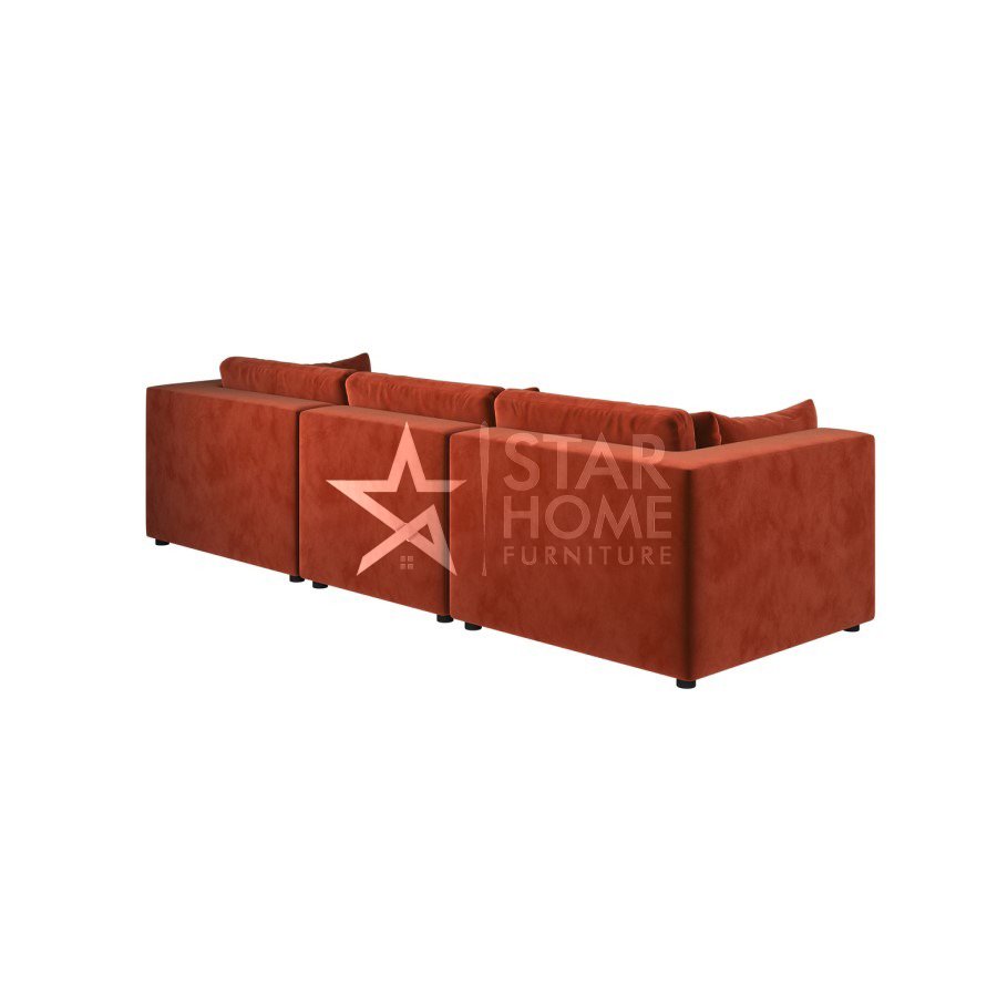 Hudson 4-Seater Large Velvet Sofa - Burnt Orange - Star Home Furniture