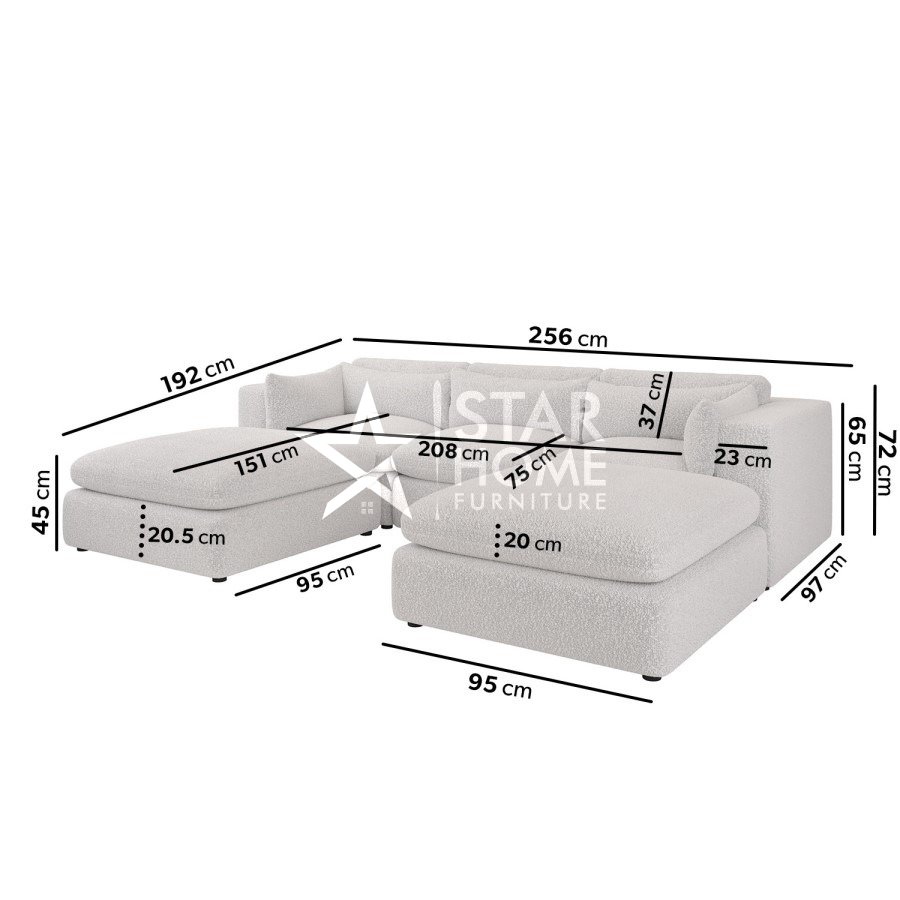 Hudson 4-Seater U-Shaped Boucle Sofa - Beige - Star Home Furniture