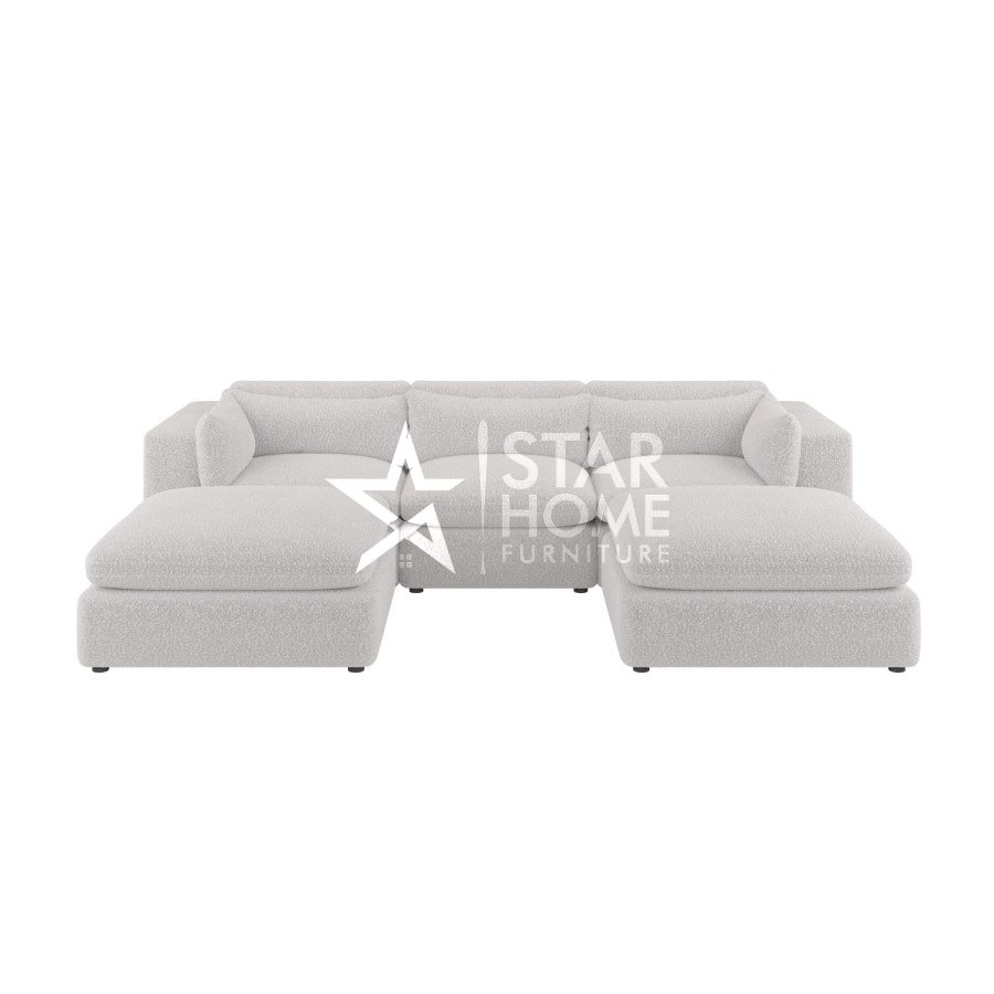 Hudson 4-Seater U-Shaped Boucle Sofa - Beige - Star Home Furniture