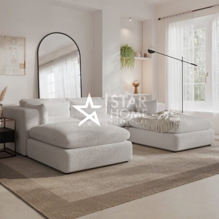 Hudson 4-Seater U-Shaped Boucle Sofa - Beige - Star Home Furniture