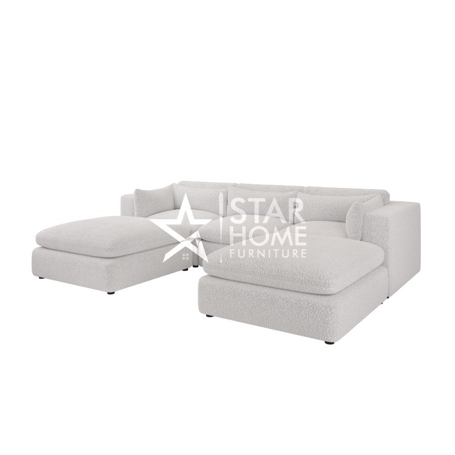 Hudson 4-Seater U-Shaped Boucle Sofa - Beige - Star Home Furniture