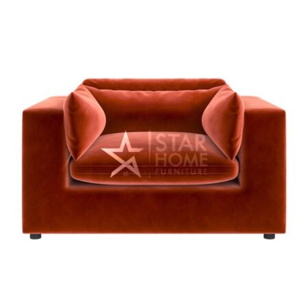 Hudson Cuddle Loveseat Velvet Chair - Burnt Orange - Star Home Furniture