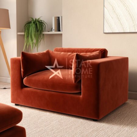 Hudson Cuddle Loveseat Velvet Chair - Burnt Orange - Star Home Furniture