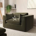 Hudson Cuddle Loveseat Velvet Chair - Khaki Green