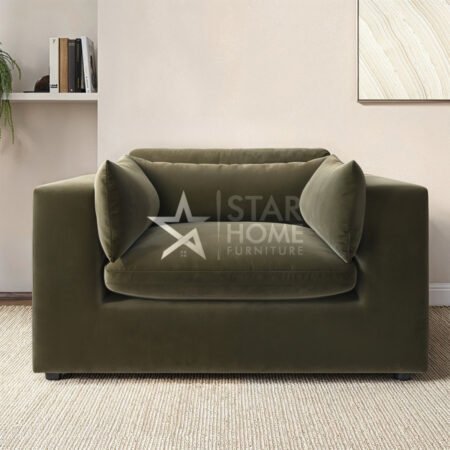 Hudson Cuddle Loveseat Velvet Chair - Khaki Green - Star Home Furniture