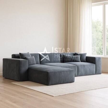 Vista 3-Seater Corner Couch L-Shape Velvet Sofa - SHF