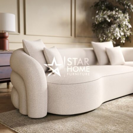 Zuri 4-Seater Curved Corner Boucle L-Shape Sofa - Star Home Furniture
