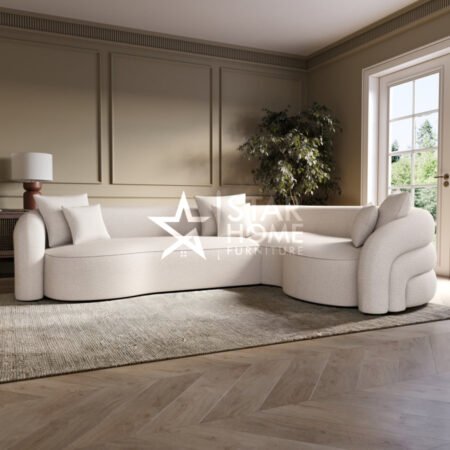 Zuri 4-Seater Curved Corner Boucle L-Shape Sofa - Star Home Furniture