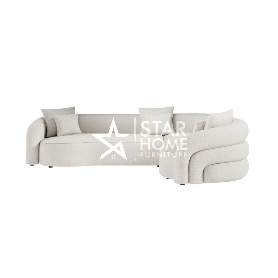 Zuri 4-Seater Curved Corner Boucle L-Shape Sofa - Star Home Furniture