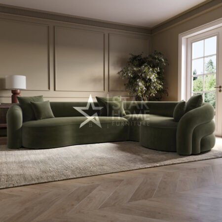 Zuri 4-Seater Curved Corner Velvet L-Shape Sofa - Star Home Furniture