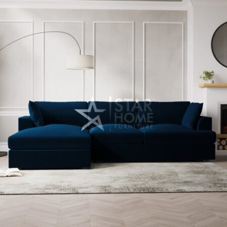 August 4-Seater Chaise Corner Velvet Sofa - SHF