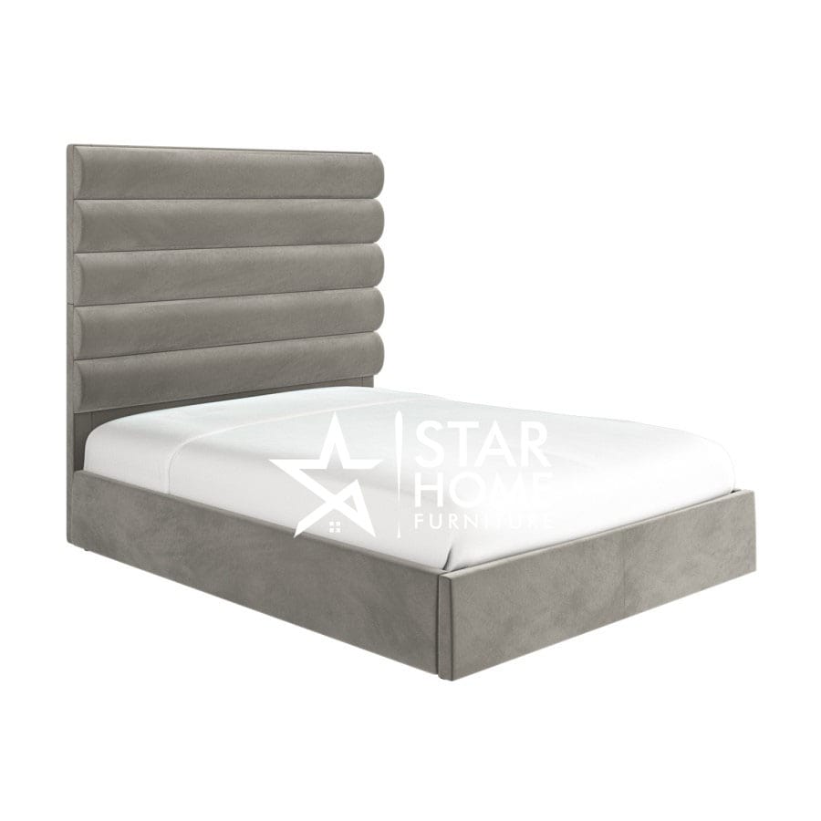 Kendall Tall Cushioned Headboard With Storage Velvet Bed - SHF