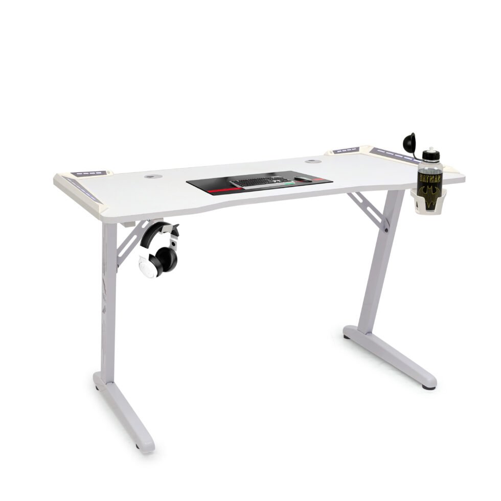 Leona LED Gaming Desk with Hook & Holder - White - SHF