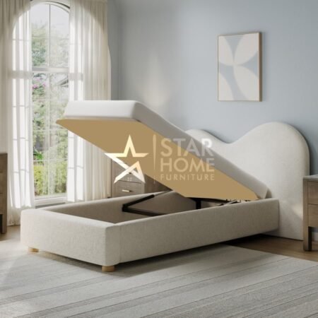 Aria Single Ottoman with Wide Curved Headboard Bed - SHF