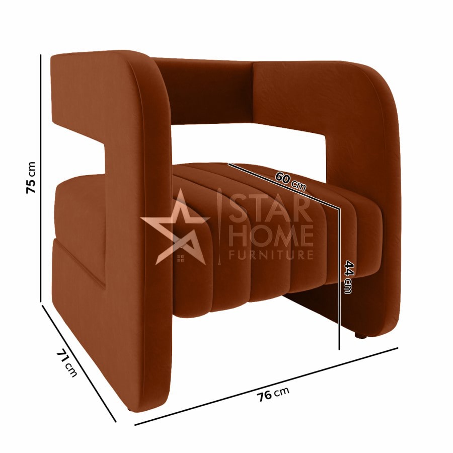 Boni Art Deco Accent Velvet Chair with Ribbed Detail - SHF