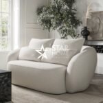 Vera 3-Seater Curved Boucle Sofa - Cream