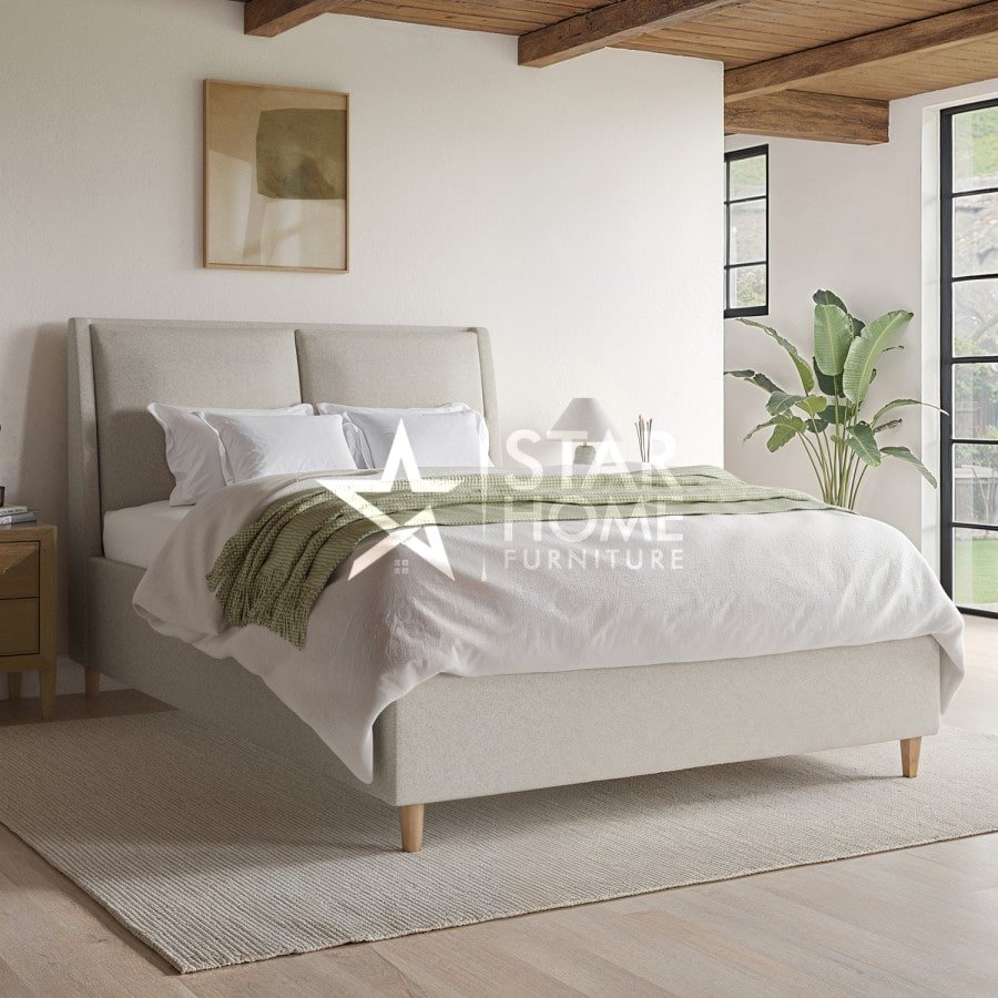 Clifton Upholstered Ottoman Bed with Pillow Headboard - SHF