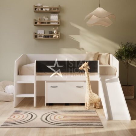 Loki Single Low Cabin Bed with Slide and Storage Box - SHF